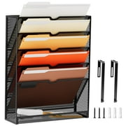 Marbrasse Wall File Organizer,6-Tier Hanging File Holder with Hooks,Magazine Folders for Office, Home(Easy Assembly )